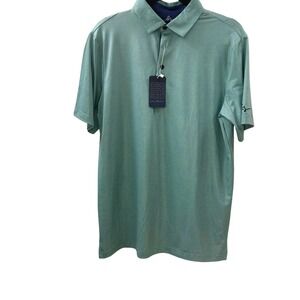 NWT Boston Scott Golf Mens Polo Small Green Blue Subtle Skull Pattern MSRP $79